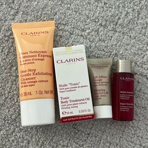 NWT Clarins cleanser,body treatment oil,shaping facial lift,intensive serum